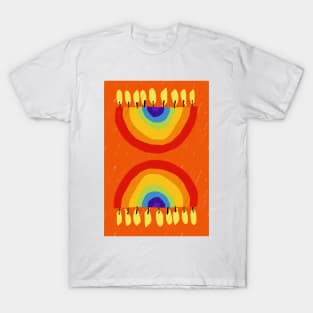 Rainbow Chanukiah Orange Print T-Shirt